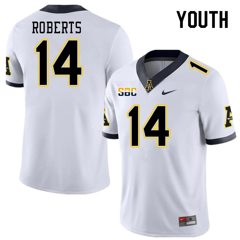 Youth #14 Kanye Roberts Appalachian State Mountaineers College Football Jerseys Stitched Sale-White